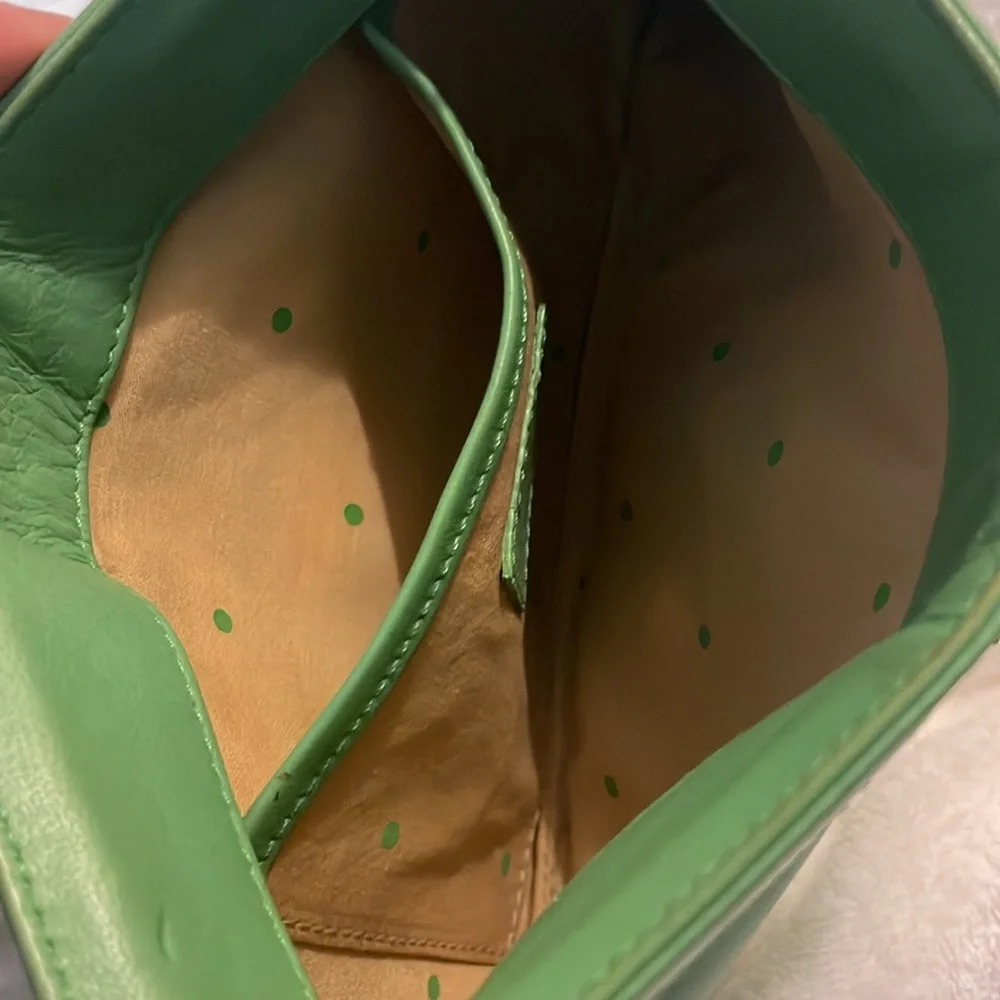Kate Spade Mini Shoulder Bag Green Leather with Gold Chain